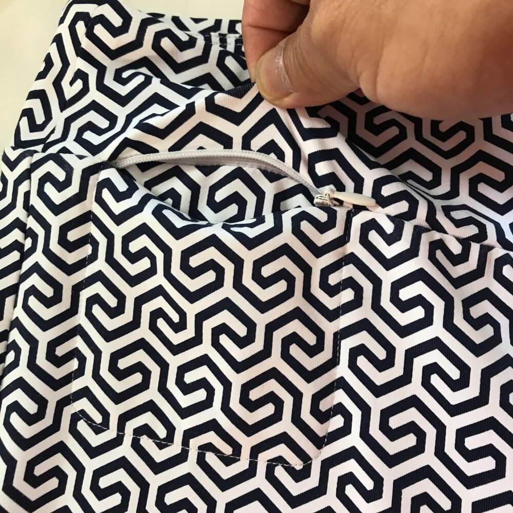 J. Mclaughlin Honeycomb Carmel Pants Women S Black White Geometric Zip Pocket - Picture 10 of 12